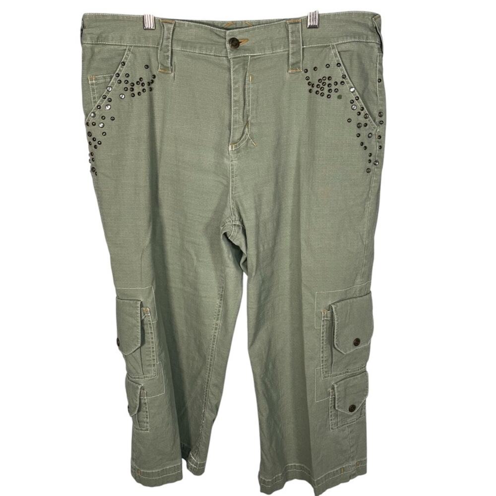 Vintage Y2K Goddess Cargo Capris Womens 16 Army Grunge Utility Military Ramie